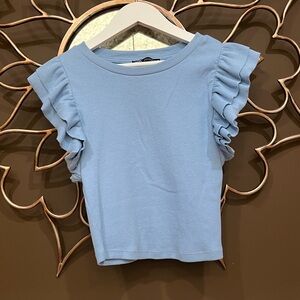 Zara Ruffle Sleeve Ribbed Cropped Top